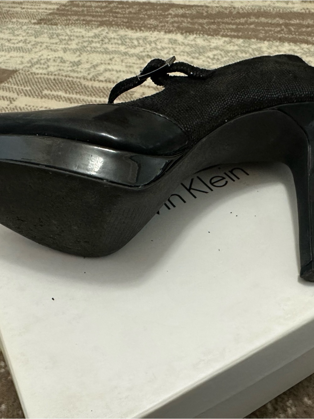 Calvin Klein Black Suede & Patent Mary Jane Pump
